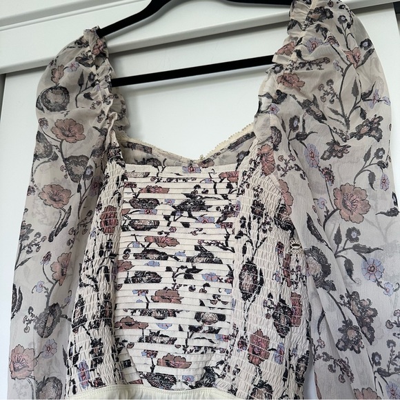 Free People Cream Puff Sleeve Floral Bodysuit - Picture 3 of 12